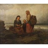 UNNATTRIBUTED (NINETEENTH CENTURY BRITISH SCHOOL) OIL PAINTING ON MILL BOARD, Coastal scene with