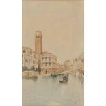 ANDREA BIONDETTI (1851-1946) WATERCOLOUR A Venetian Canal Signed lower right 11 1/4" x 6 3/4" (28.