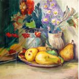 BERNARD (TWENTIETH CENTURY) THREE WATERCOLOUR DRAWINGS Still life of fruit and flowers and two