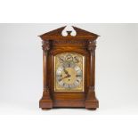 H. BOTT, LEICESTER, IMPRESSIVE LATE NINETEENTH CENTURY CARVED OAK CHIMING BRACKET OR TABLE CLOCK,