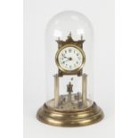 EARLY 20TH CENTURY BRASS 'ANNIVERSARY' CLOCK, the spring driven movement, heavy brass reflex