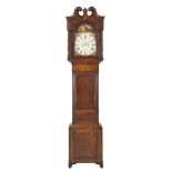 LATE EIGHTEENTH CENTURY INLAID OAK AND MAHOGANY LONGCASE CLOCK SIGNED KIRKPATRICK, LINCOLN, the