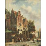 L.CLAYTON (TWENTIETH CENTURY) PAIR OF OIL PAINTINGS ON BOARD By gone Dutch street scenes Signed 9 ¼"