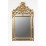 MODERN VENETIAN STYLE GILT WALL MIRROR, the central oblong plate in a moulded frame with mirror