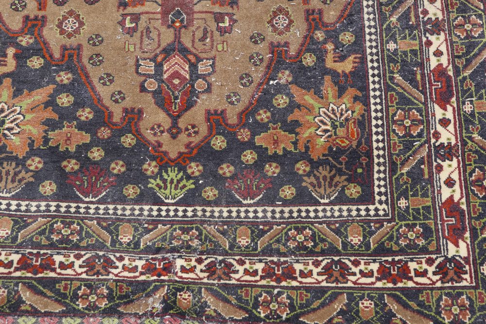 EASTERN RUG, with shaped centre medallion with pendants, decorated with four running deer, birds and - Image 2 of 2