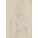 ATTRIBUTED TO WILLIAM ROBERTS PENCIL DRAWING 'Three quarter length nude' Unsigned, attributed and