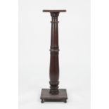 NINETEENTH CENTURY AND LATER CARVED MAHOGANY JARDINIERE STAND, the turned column with tulip leaf
