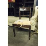 REGENCY MAHOGANY SINGLE CHAIR, ON TURNED TAPERING FRONT SUPPORTS