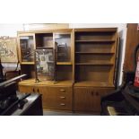 A SUTCLIFFE OF TODMORDEN TEAK 'S FORM' WALL UNIT, WITH DISPLAY SHELVING, THE BASE OF DRAWERS AND