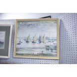 L. S. LOWRY COLOUR PRINT 'Yachts' 19 3/4" x 20 1/2" (50 x 51cm)