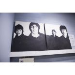 TAHIR NASIR (twentieth century) PAIR OF MONOCHROME OIL PAINTINGS ON CANVAS The Beatles Signed 24"