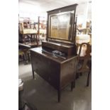 A VICTORIAN MAHOGANY AND INLAID DRESSING CHEST, THE OBLONG SWING MIRROR OVER STAND WITH TWO SHORT