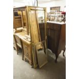 A GILT FRAMED ROBING MIRROR AND A GILT FRAMED OBLONG WALL MIRROR, 25" X 13" OVERALL