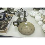 A SILVER TOPPED LADY'S DRESSING TABLE TRINKET BOX, WITH CUT GLASS BASE LOZENGE SHAPE, BRASSWARES