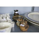 THREE POOLE STONEWARE TRINKET DISHES WITH MOUSE DETAIL, FIVE MOUSE FIGURINES, AND A SMALL