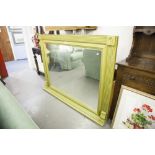 LARGE GILTWOOD FRAMED OVER MANTEL MIRROR, 5' WIDE