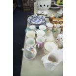 ROYAL WORCESTER WHITE CHINA 'FERN LEAF' MOULDED JUG, SPODE 'ITALIAN' BLUE AND WHITE PLATE,