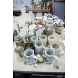 SELECTION OF MODERN BEER STEINS, POTTERY JUGS, ETC