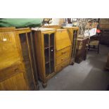 AN OAK SIDE-BY-SIDE BUREAU BOOKCASE