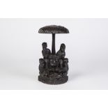 UNUSUAL 20th CENTURY AFRICAN CARVED EBONY NATIVITY GROUP depicted as native figures, Mary and Joseph