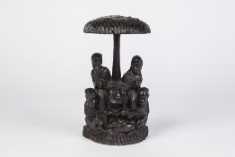 UNUSUAL 20th CENTURY AFRICAN CARVED EBONY NATIVITY GROUP depicted as native figures, Mary and Joseph