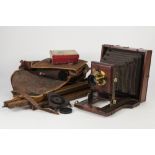 MAHOGANY CASED PLATE CAMERA, fitted with a A. LAVERNE &Co, Paris,7 ½ x 5 lens,