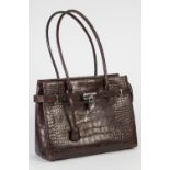 LADY'S 'COTSWOLD COLLECTION' MOCK CROCODILE LEATHER HANDBAG, with two loop handles, zip fastening,