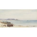 FREDERICK R FITZGERALD (EXHIBITED 1897-1938) WATERCOLOUR DRAWING VIEW OF GIBRALTAR FROM THE SEA,