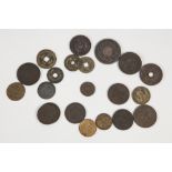 SELECTION OF INTERESTING MAINLY 19TH CENTURY COPPER OR BRONZE COINS to include four pieces of