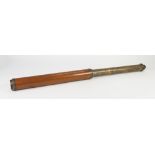 LATE 19TH CENTURY BRASS AND MAHOGANY LARGE SINGLE DRAW TELESCOPE inscribed G.Linnel - London '