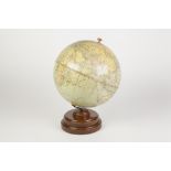 TERRESTRIAL GLOBE 'PHILLIPS 8 INCH CHALLENGE GLOBE with printed paper gores on stepped polished wood