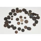 GEO III CARTWHEEL PENNY 1797 (F) AND A SELECTION OF 18TH CENTURY AND 19TH CENTURY COPPER COINS to