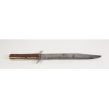 EARLY 20TH CENTURY BOWIE TYPE KNIFE the blade with clipped point 10 1/4" (26 cm) long simple