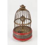 JAPANESE SINGING BIRD CAGE PATTERN NOVELTY CLOCK, of typical form with wire pattern dome topped