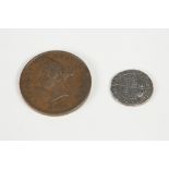 VICTORIAN 'NEW BRUNSWICK' CANADIAN ONE PENNY TOKEN 1854 and a reproduction Elizabethan sixpence (2)
