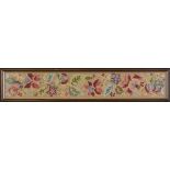 FLEMISH STYLE MACHINE WOVEN TAPESTRY WALL HANGING depicting medieval couple with dog in a garden