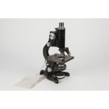 W.WATSON & SONS LTD, BLACK JAPANNED METAL AND CHROME PLATED MONOCULAR MICROSCOPE, 89274, of