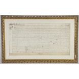 A 17TH CENTURY CHARLES II HAND WRITTEN INDENTURE DATED 1667, signed in Spotland, Rochdale, 13" x