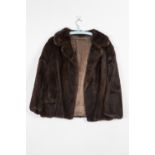 LADY'S DARK BROWN MINK SHORT EVENING JACKET, with revered collar and hook fastening front, approx