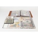 TWO RING BINDERS CONTAINING A MISCELLANEOUS COLLECTION OF MAINLY MID 20TH WORLD BANKNOTES OF VARYING