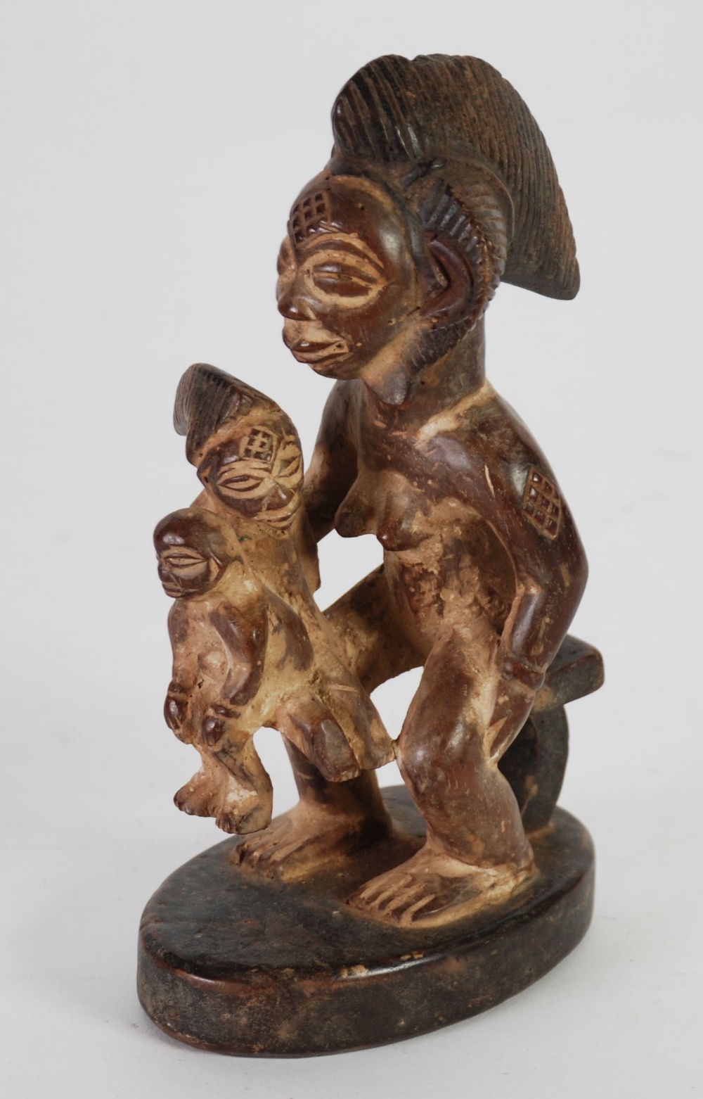 SIX AFRICAN CARVED WOOD MATERNITY FIGURES, comprising: TWO REPUBLIC OF CONGO EXAMPLES, each modelled - Image 4 of 4