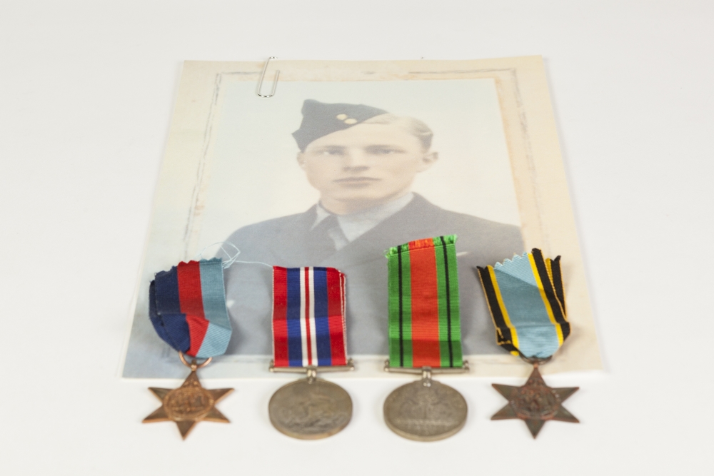 GROUP OF FOUR WORLD WAR II SERVICE MEDALS INCLUDING AIR CREW EUROPE STAR AWARDED TO FLYING OFFICER - Image 3 of 3