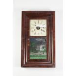 TWO MAHOGANY CASED AMERICAN WALL CLOCKS, each of typical form with 30-hour movement striking on