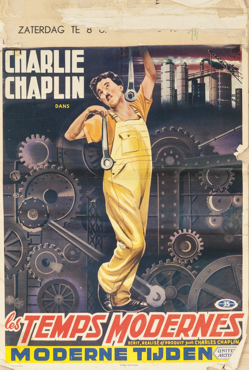 SEVEN 1940's CHARLIE CHAPLIN BELGIAN FILM POSTERS, including: 'MODERN TIMES' (x3), 'CITY LIGHTS' ( - Image 6 of 7