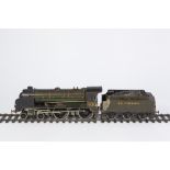 EARLY POST WAR 'O' GAUGE HAND BUILT ELECTRIC THREE TAIL PAINTED BRASS AND METAL MODEL OF A 4-4-0