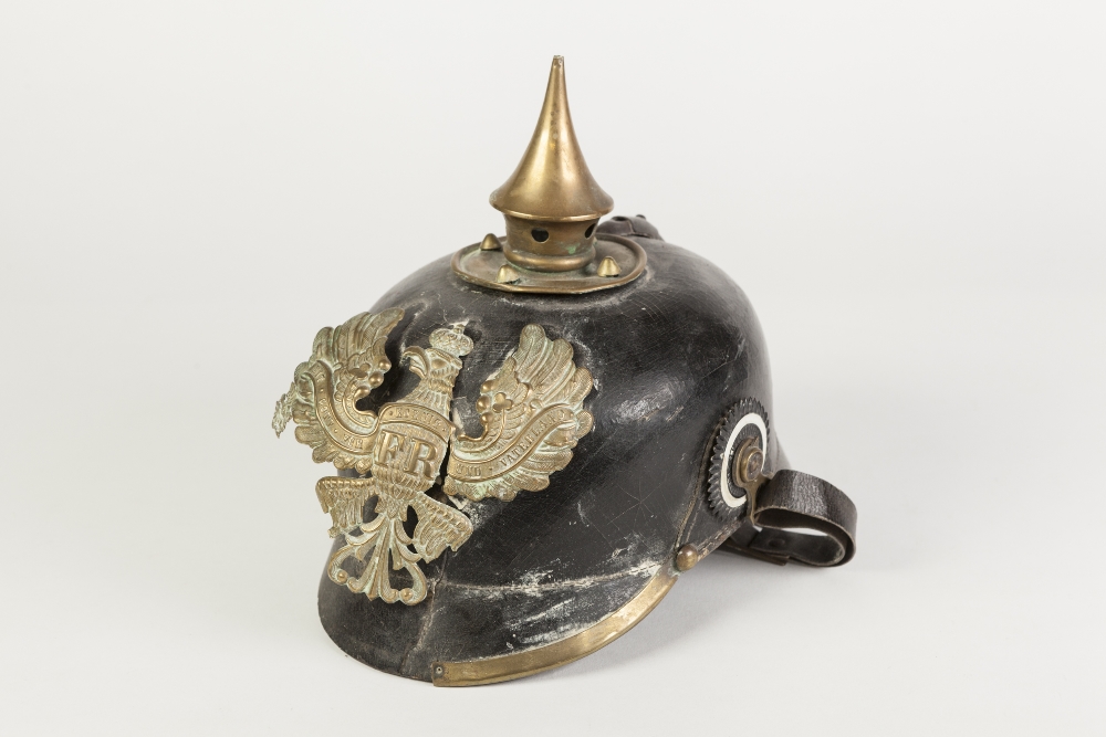 PRUSSIAN ORDINARY RANKS IMPERIAL PERIOD PICKLEHAUBE, complete with original linen chin strap,