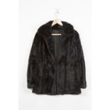 LADIES DARK MINK SHORT COAT/JACKET, with revered collar and hook and eye fastening, labelled 'The