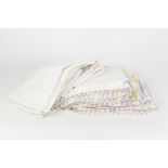 20 WHITE COTTON UNUSED PILLOW CASES AND 20 COTTON UNUSED PILLOW CASES WITH PALE COLOURED STRIPES AND