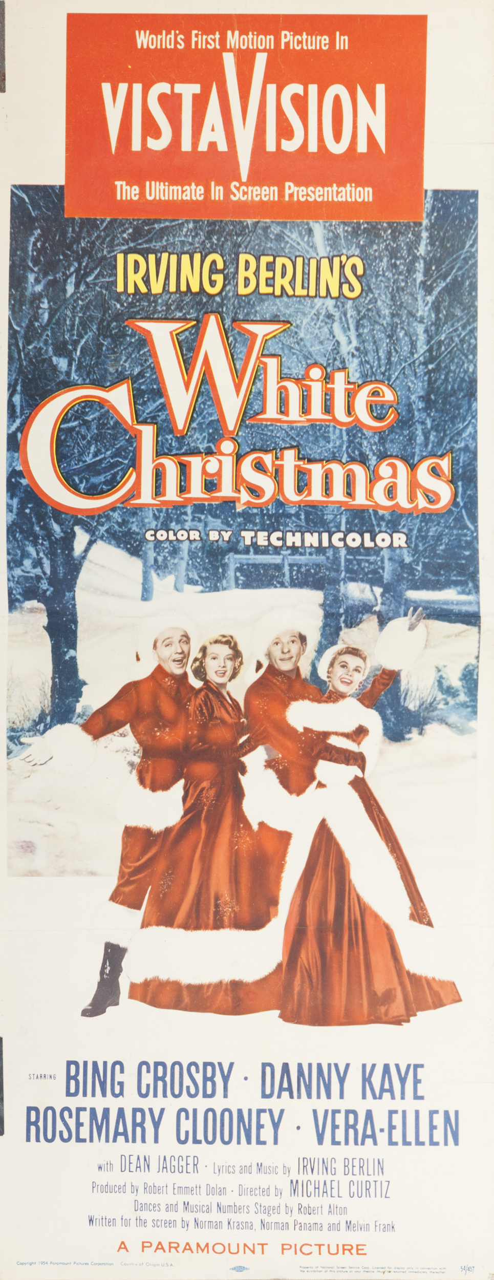 'WHITE CHRISTMAS' AMERICAN ONE SHEET, BACKED, FILM POSTER, 1954, starring Bing Crosby, Danny Kaye,