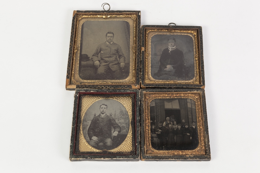 VICTORIAN AMBROTYPE PORTRAIT PHOTOGRAPH of a seated gentleman in a tweed type jacket, in morocco